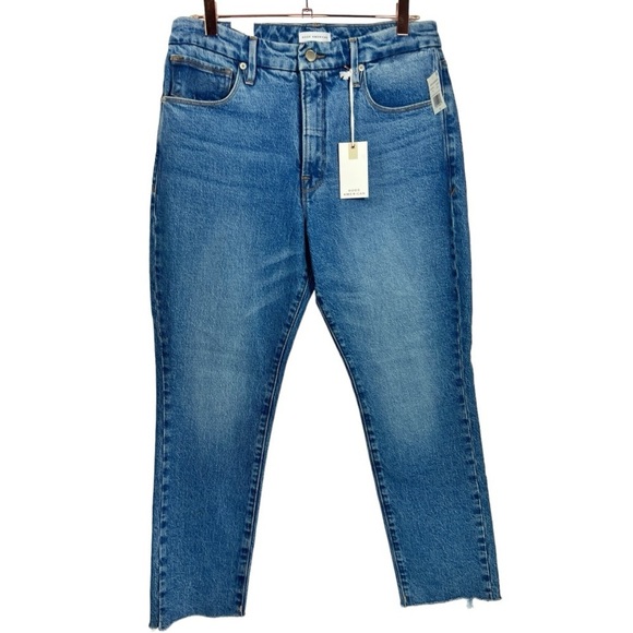 NWT Good American Good Classic High Waist Raw Hem Jeans 10/30 - Picture 4 of 13